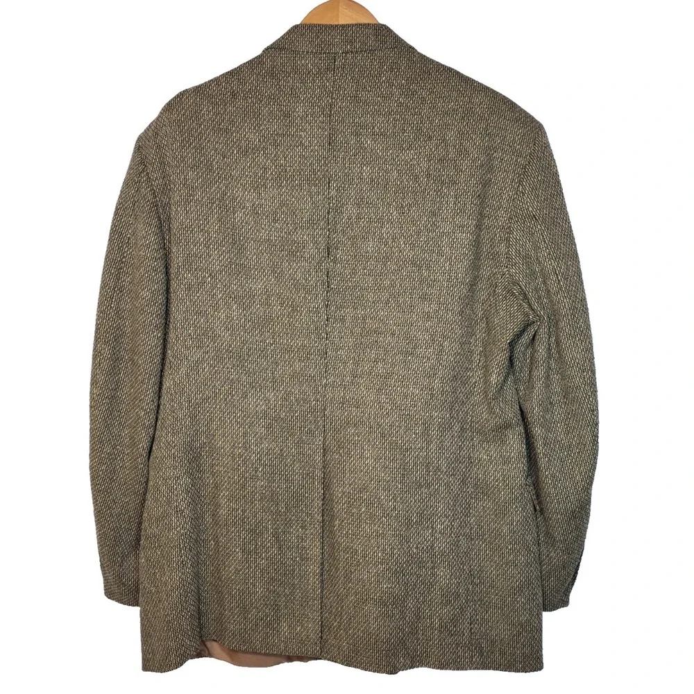 VTG Gio Brassero Silk/Wool Cream/Olive/Black 2 Button Woven Blazer Size 44R‎